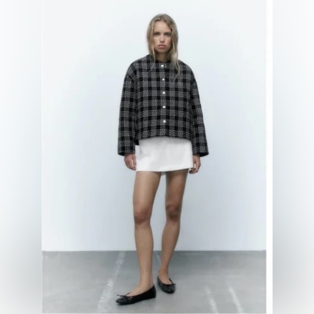 NWT Zara brand new with tags: Texture Weave Quilted Jacket size LARGE